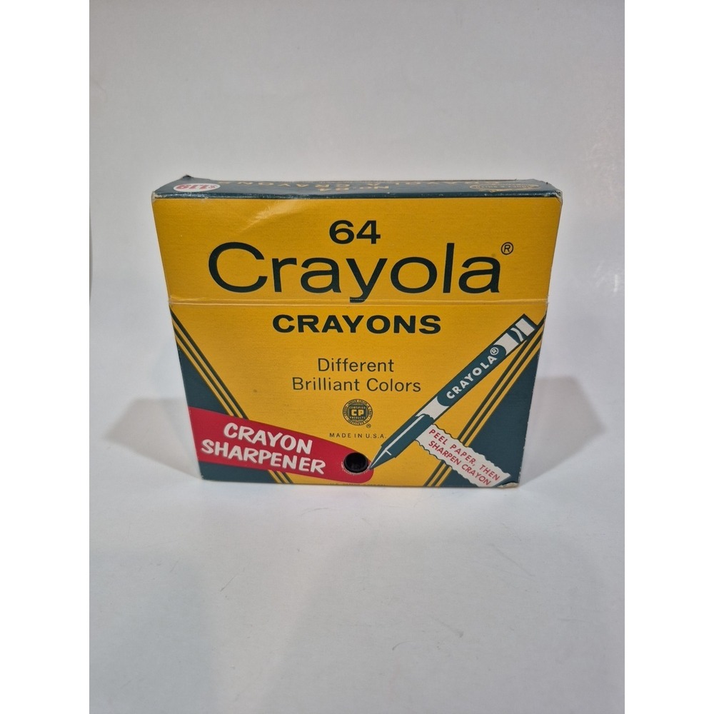 Vintage Crayola Crayons Binney & Smith #64 Box Built In Sharpener Retired Colors - Picture 3 of 7